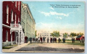 1910 St. Mary's Kansas Vintage Postcard Indoor Game Gymnasium Background College