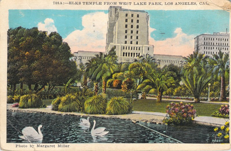 Elks Temple West Lake Park Los Angeles California Miller Kashower Postcard