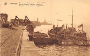 B93515 zeebrugge english convoys and mine sweepers ship bateaux belgium