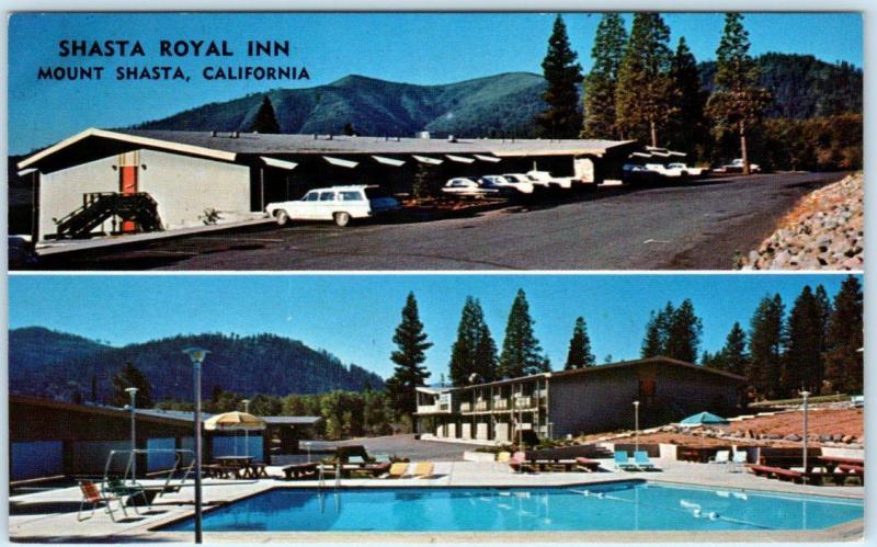 MOUNT SHASTA, California  CA   Roadside SHASTA ROYAL INN Pool  ca 1970s Postcard