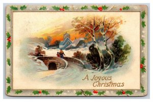 Raphael Tuck Winter Landscapes Joyous Christmas Embossed DB Postcard U10