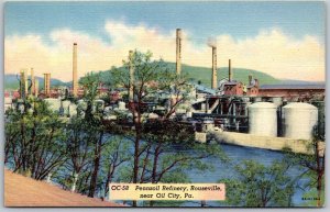 Vtg Rouseville Pennsylvania PA Penzoil Refinery Near Oil City 1930s Old Postcard