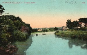 Vintage Postcard 1910's Hoosick Falls River Scenic View New York Mason Bros & Co