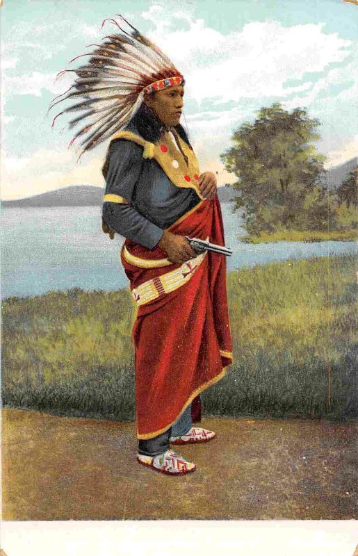 Native American Indian with Pistol 1905c postcard