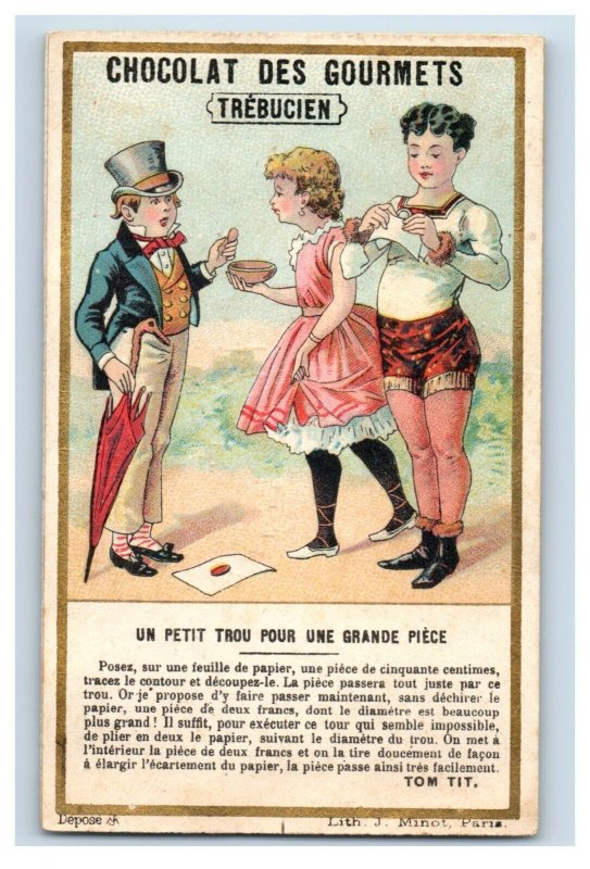 1880s French Gourmet Chocolates Trebucien Fun Game Trick F155