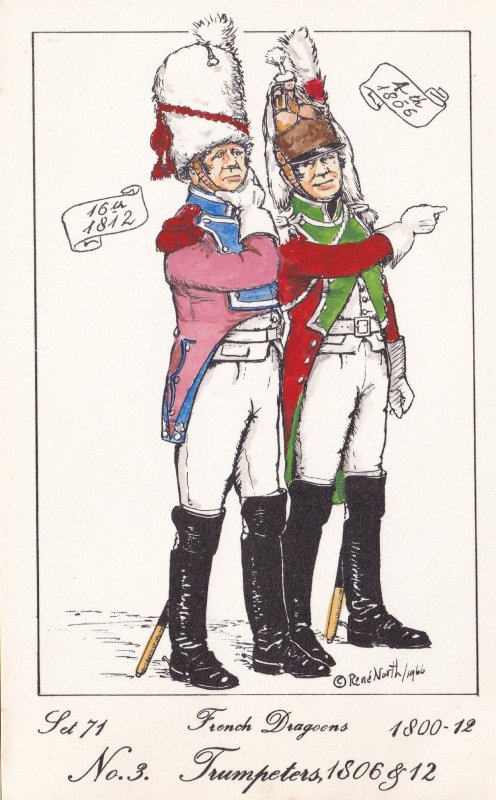 French Dragoon Trumpeter Soldier Napoleonic War Uniform PB Rare Postcard