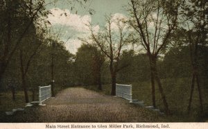 Vintage Postcard 1912 Main Street Entrance to Glen Miller Park Richmond Indiana