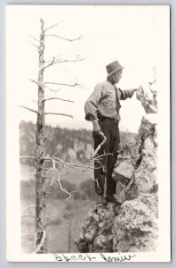 Walhalla South Carolina Ellison Speck Jamison Man on Side of Cliff Postcard D21