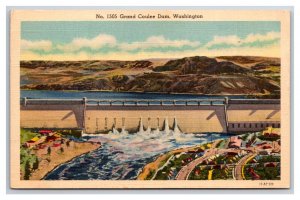 Grand Coulee Dam Washington WA Linen Postcard Z10