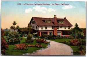 Southern California Residence, San Diego CA c1913 Vintage Postcard I05