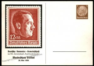 3rd Reich Germany  Adolf Hitler Portrait Propaganda Postal Card UNUSED 105172