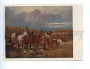 169500 HUNT Hunter Horse BORZOI Dogs by SVERCHKOV vintage PC