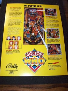 Doctor Who Pinball FLYER Original NOS Artwork Promo Daleks Dr Tardis Sci-Fi 1992