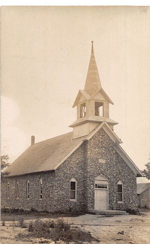 J71/ New Haven Center Michigan RPPC Postcard c1910 Stone Church 311