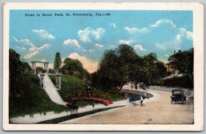 St. Petersburg Florida 1920s Postcard Scene In Roser Park Car Bridge