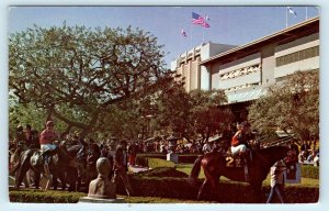 ARCADIA, CA~ Santa Anita RACE TRACK~JOCKEYS leave Walking Ring c1960s  Postcard