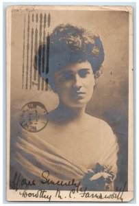 1904 Pretty Woman Short Hair Studio Portrait Syracuse NY RPPC Photo Postcard