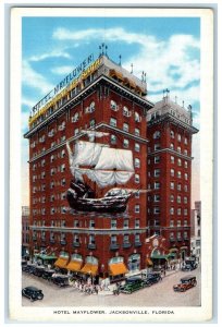 c1930's Hotel Mayflower Building Cars Stores Jacksonville Florida FL Postcard