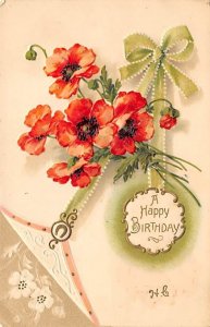 A happy birthday Orange flowers D.P.O. , Discontinued Post Office 1908 