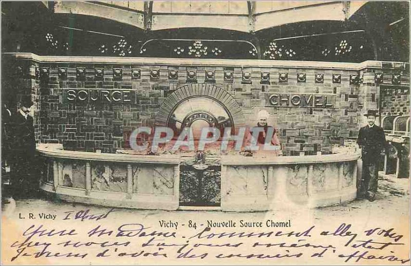 Postcard Old New Vichy Source Chomel (map 1900)