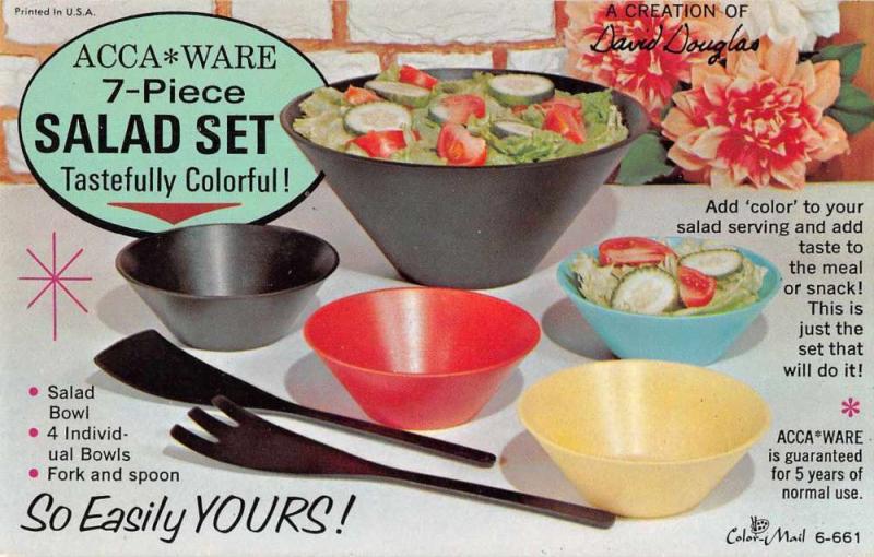 Acca Ware Salad Set Food Advertsing Vintage Non Postcard Back JD228125