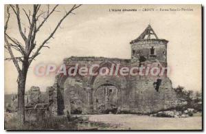 Postcard Old Farm Aisne Crouy devastated under Perriere