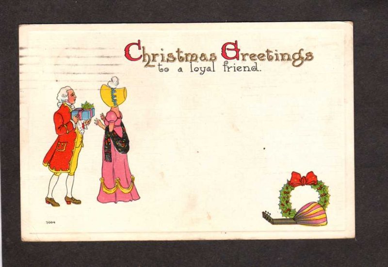 Christmas Greetings Postcard Loyal Friend Carte Postale Couple Hat Gifts