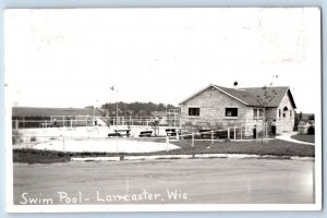 Lancaster Wisconsin WI Postcard RPPC Photo Swim Pool Roadside 1940 Vintage