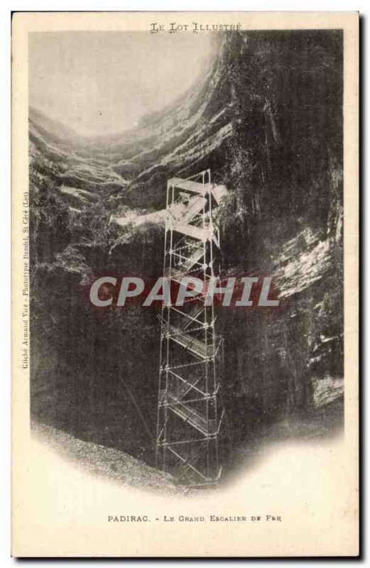 Padirac Old Postcard large iron staircase