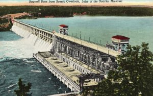 Vintage Postcard Bagnell Dam Scenic Overlook Lake of the Ozarks Missouri MO