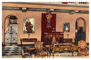 Vintage Postcard Living Room, John Ringling Mansion, Sarasota, Florida S. 55