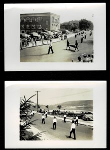 3 old photos of small town parade - 4X6
