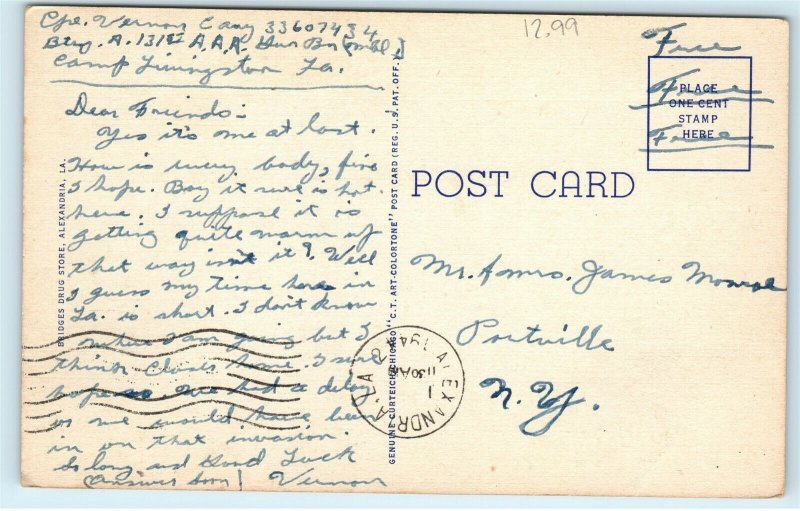 Camp Livingston Louisiana Parade 1940s Soldiers Mail Vintage Postcard E55