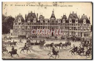 Old Postcard Arrival SML Queen Victoria at the Chateau of Eu
