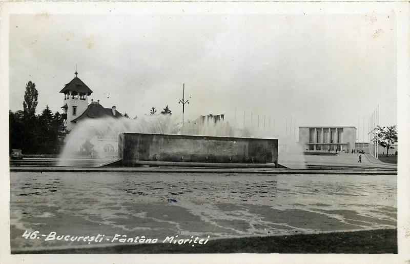 Romania Bucuresti Bucharest 1930s Real Photo Postcard Fantana Mioritei Fountain