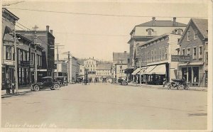 Dover-Foxcroft ME Business District Storefronts Old Cars Real Photo Postcard