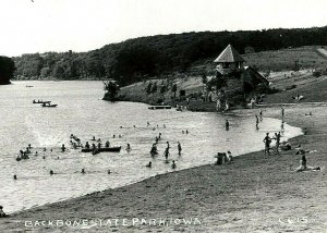 State Park Iowa Backbone Postcard Rppc Photo Real Beach At 1940s Swimming Boats