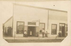 RPPC Postcard Men Women, Children in Front of Grocery and Candy Store Waco TX