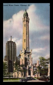 1940s Chicago Illinois Famed Water Tower 1869 Gothic Revival Linen Postcard 5-92
