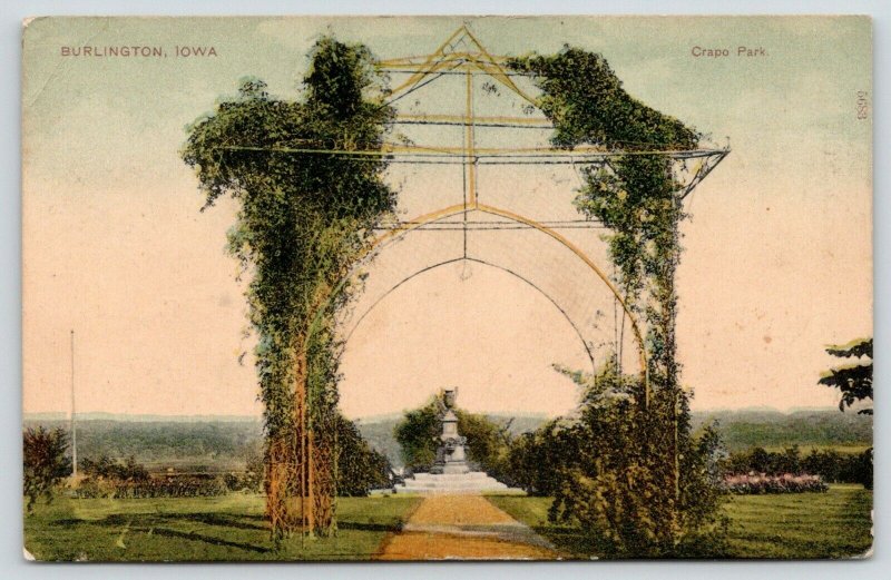 Burlington Iowa~Crapo Park Ivy Vine Covered Arch~Path to Drinking Fountain~1907