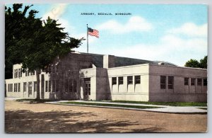 Sedalia Missouri~National Guard Armory~Art Deco Style~Vintage Linen Postcard