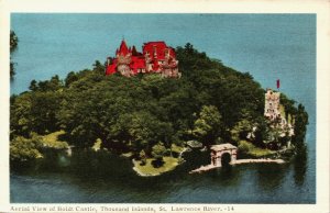 Canada Ontario Thousand Islands Aerial View Boldt Castle Vintage Postcard C224