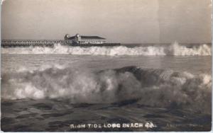 RPPC LONG BEACH, CA California  CASINO/BALLROOM & SURF Scene  c1910s   Postcard