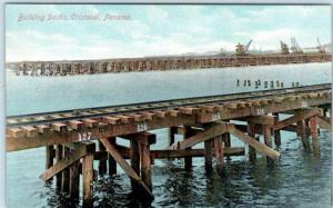 CRISTOBAL, PANAMA Central America   BUILDING DOCKS  ca 1910s  Postcard