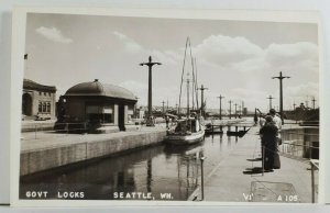 Seattle Washington RPPC Govt Locks showing Ruth from Seattle Boat Postcard Q1