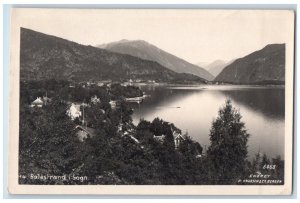 1926 Birds Eye View Sognefjord Balestrand Norway RPPC Photo Posted Postcard