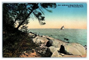 Bay & Beach near the Bluffs, Old Mission, MI Postcard *7L5