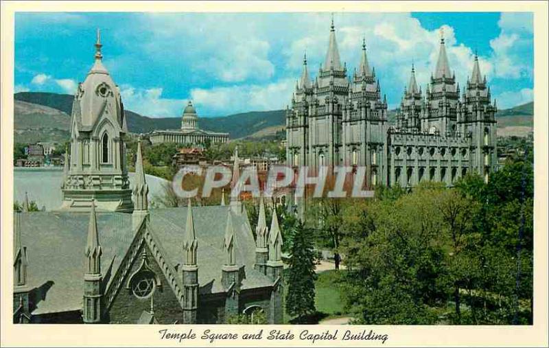 Modern Postcard Temple Square and State Capitol Building The Mormon Utah