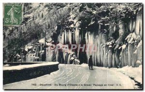 Old Postcard Dauphine du Bourg d Oisans Grave landscape in winter