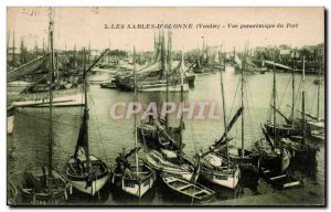 Old Postcard The d & # 39olonne Sands panoramic harbor view